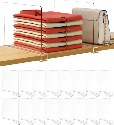 Vista 13 de HBlife 6 separadores de estantes negros, organizador vertical de bolso para armario, perfecto para suéteres, camisas, bolsos en el dormitorio