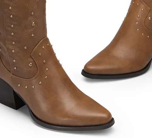 Vista 4 de DREAM PAIRS Women's Western Cowboy boots Mid Calf Cowgirl boot Pull-on