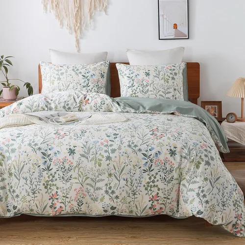 Vista 98 de HoneiLife Juegos de Fundas de Edredón Twin - Funda de Edredón Floral 100% Algodón, Juego de Ropa de Cama Transpirable de 2 Piezas con Cierre