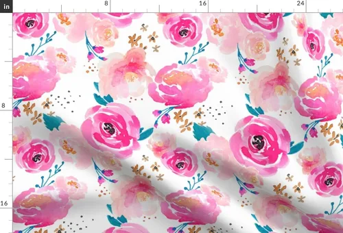 Vista 3 de Spoonflower Tela - Bloom Florals Girl Nursery Flores de acuarela Shabby Chic Girls Impreso en tela de gasa Fat Quarter - Ropa de moda de costura