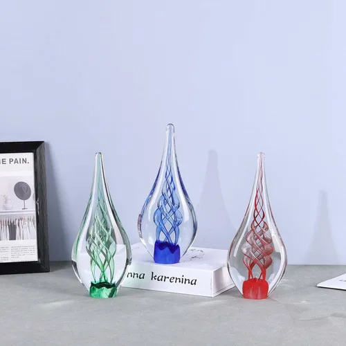 Vista 7 de Escultura de vidrio soplado a mano, decoración única de estilo mediterráneo, figura de vidrio con acabado similar al cristal, pisapapeles