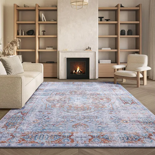 Vista 10 de SAFAVIEH Tucson Collection - Alfombra lavable de 2 pies 6 x 8 pies, color beige y resistente al óxido, antideslizante, ideal para zonas de alto