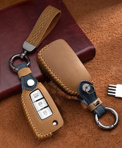 Vista 3 de ontto Funda de piel compatible con Nissan Rogue Flip Key Bag de coche, color negro