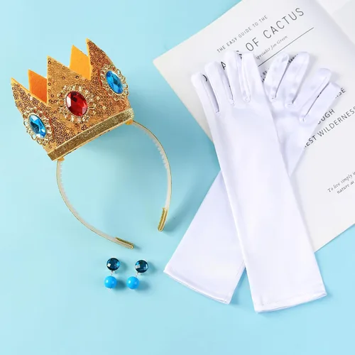 Vista 5 de Pendientes de corona de princesa, guantes para niñas, accesorios de disfraz de Halloween