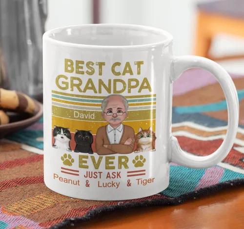 Vista 7 de Taza de café personalizada para los amantes de los gatos, taza personalizada con el mejor gato que papá nunca acaba de preguntar, ideas de regalos