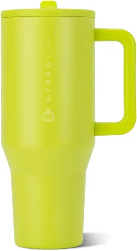 Vista 8 de HydroJug Traveler - Botella de agua de 40 onzas con asa y pajita abatible - Cabe en portavasos, vaso resistente a fugas - Reutilizable, aislado