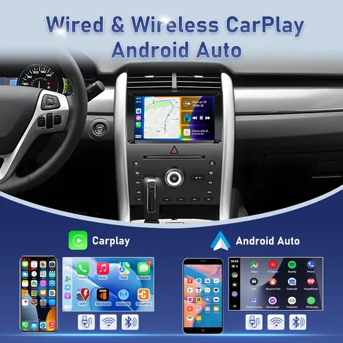 Vista 3 de Radio de coche para Ford Edge 2011-2015, [2+64] Estéreo de pantalla táctil Android de 9 pulgadas con Carplay/Android Auto, navegación GPS, WiFi