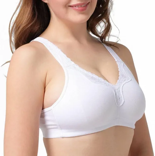 Vista 3 de TELIMUSSTO Sujetador de encaje de algodón suave de talla grande para mujer, cobertura completa, sin varillas, sin relleno