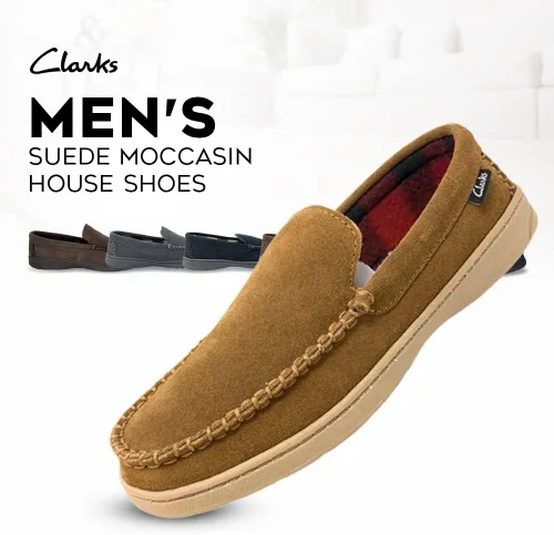 Vista 3 de Clarks Mocasines de gamuza Freddie para hombre, zapatos de casa para interiores y exteriores, antideslizantes, suela flexible, cómoda pantufla