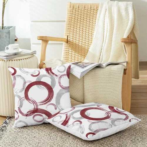 Vista 5 de CaliTime Juego de 2 fundas de almohada decorativas con estampado de círculos geométricos de tinta y lavado, para sofá, cama, decoración de casa