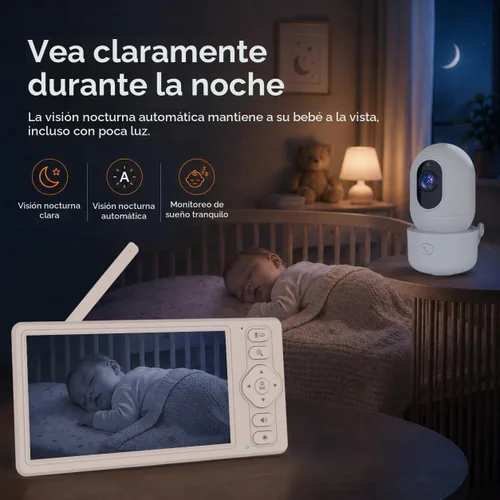 Vista 15 de Blemil Monitor de bebé WiFi inteligente de 5.5 pulgadas con cámara y audio
