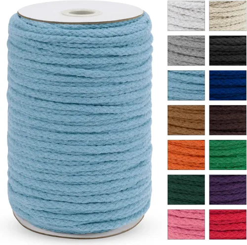 Vista 12 de JeogYong Cuerda trenzada de macramé de 0.197 in x 295 pies, cuerda de algodón trenzada natural de 8 hebras, cuerda de macramé de colores para colgar