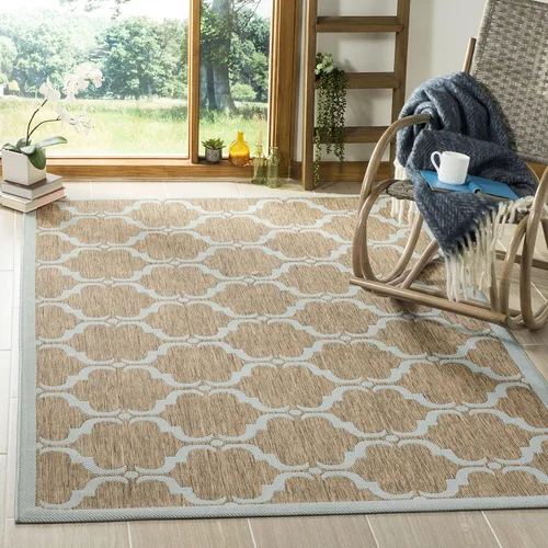 Vista 60 de SAFAVIEH Alfombra lavable al aire libre Courtyard Collection - 9 x 12 pies, beige y terracota, no desprende pelusa y fácil limpieza, ideal