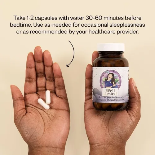 Vista 3 de MENOLABS Well Rested Sleep Aid - 60 cápsulas - Suplementos de menopausia para mujeres con glicinato de magnesio, melatonina, L-glicina, L-teanina