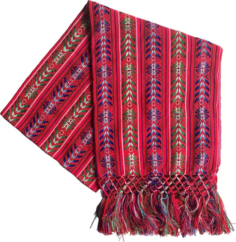 Vista 4 de ALKIMIA INC Chal Rebozo colorido hecho a mano mexicano Naranja