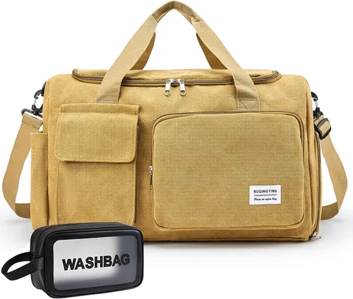 Vista 40 de Bolsa de Gimnasio Pequeña para Mujer, Bolsa de Lona de Viaje, Bolsa de Fin de Semana con Compartimento para Zapatos