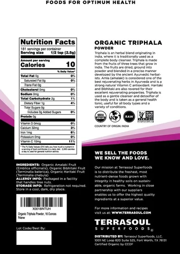 Vista 2 de Terrasoul Superfoods Polvo orgánico Triphala - 2 libras