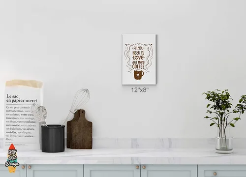 Vista 2 de Café Decor V44 - Lienzo decorativo para pared, diseño de cafeína