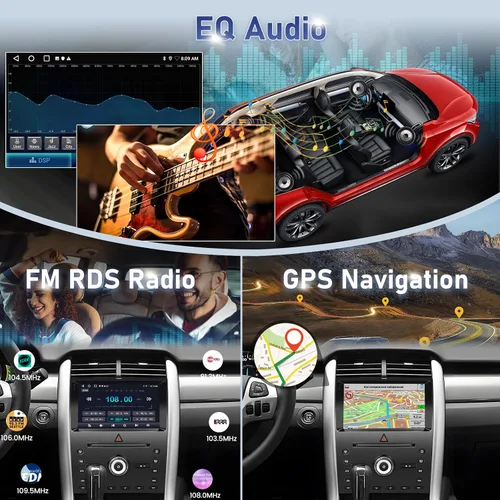 Vista 5 de Radio de coche para Ford Edge 2011-2015, [2+64] Estéreo de pantalla táctil Android de 9 pulgadas con Carplay/Android Auto, navegación GPS, WiFi
