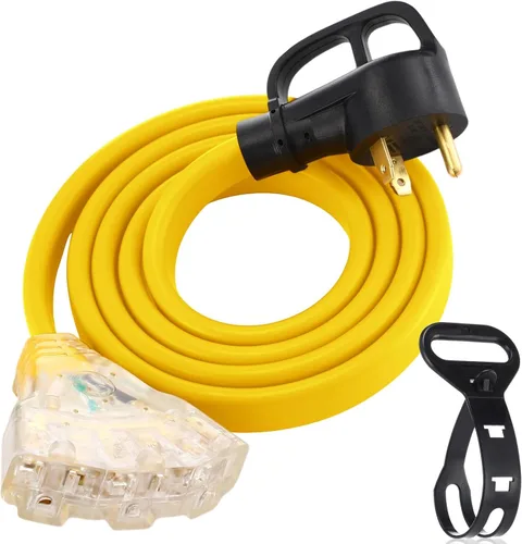 Vista 16 de Tellegloww Cable generador plano para RV NEMA TT-30p a 3X 5-20R/5-15R de 10 Negro