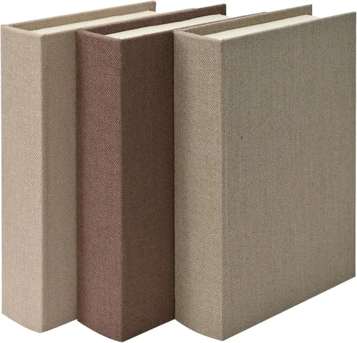 Vista 13 de DECOR4SEASON Juego de 3 cajas de libros de imitación decorativas de lino