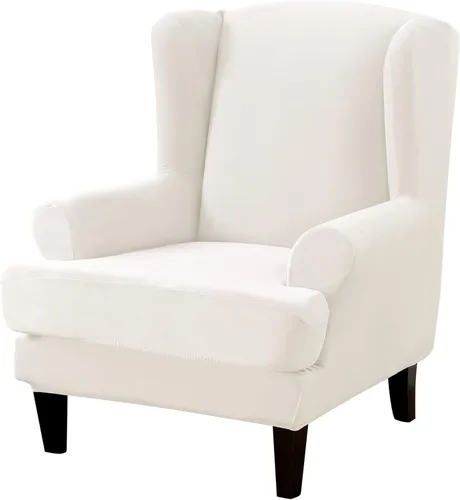 Vista 25 de MIFXIN Wingback - Funda para silla, de terciopelo de 2 piezas, elásticas, con funda de cojín, suave, lavable, protector de muebles para sala