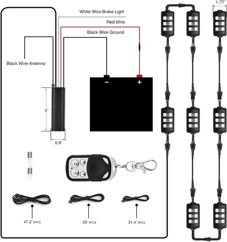 Vista 2 de Nilight Juego de 8 tiras de luces LED RGB para motocicleta, luces de atmósfera impermeables de neón multicolor con control remoto inteligente