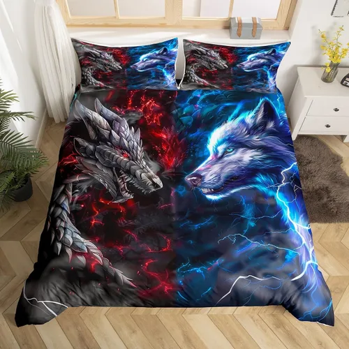 Vista 9 de Juego de funda de edredón de dibujos animados con lazo, tamaño individual, juego de ropa de cama a cuadros geométricos coloridos, decoración