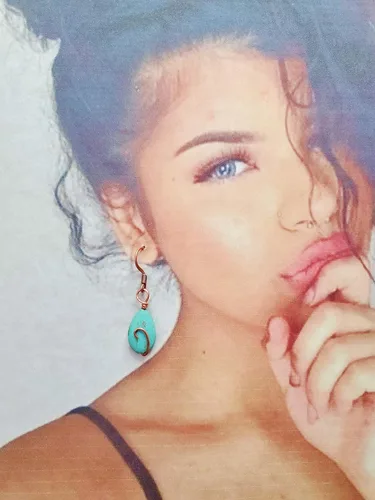 Vista 4 de Aretes colgantes bohemios de cobre y turquesa, joyería de verano, regalo de aniversario de 7 años para ella, aretes únicos para mejor amiga, hermana