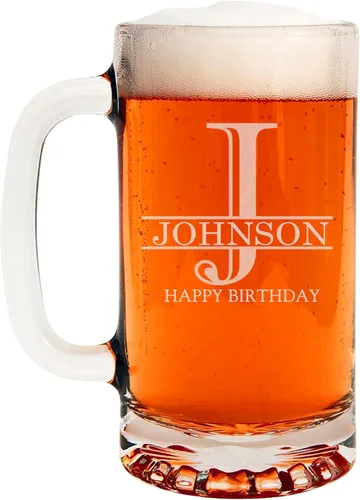Vista 11 de Taza de cerveza de vidrio con monograma grabado de 16 onzas (letra A), regalos de cerveza personalizados de la A a la Z para hombres, Día del Padre