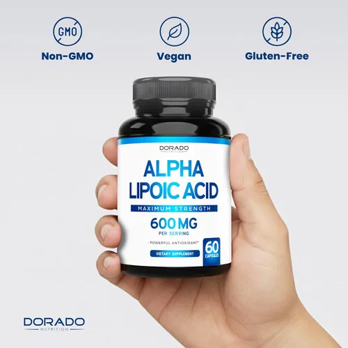 Vista 7 de Ácido alfa lipoico de 600 mg por porción, 60 cápsulas, potente antioxidante para neuropatía y salud cardiovascular (suplemento ALA) - Probado por