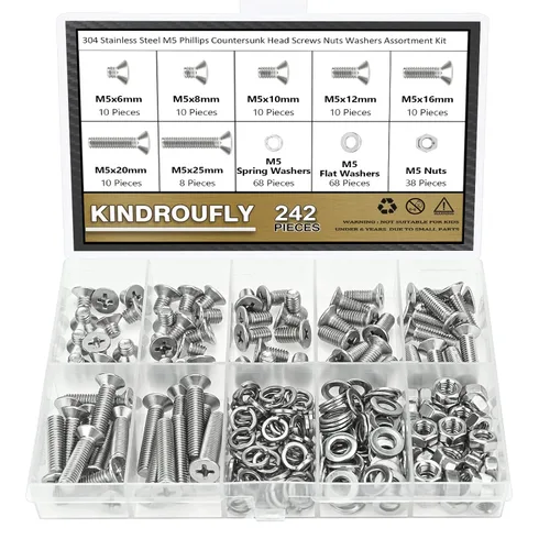 Vista 31 de Juego de 562 piezas M2 x 4/6/8/10/12/16/20 mm de tornillos de cabeza de botón, tuercas y arandelas, acero inoxidable 304, rosca totalmente maquinada