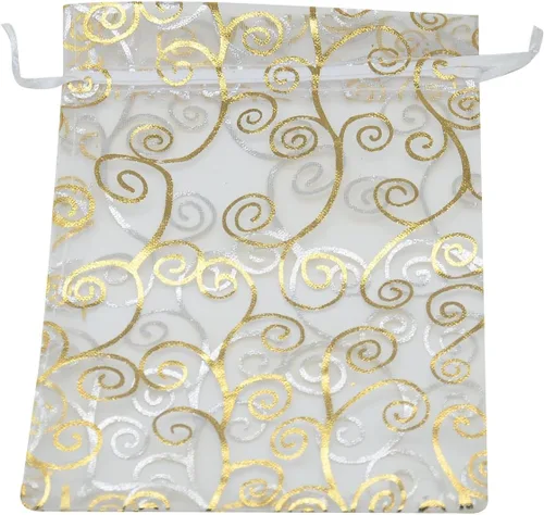 Vista 15 de Bolsa de organza con cordón de 5 x 7 pulgadas, 50 unidades, regalo fuerte, caramelo, B6ag, joyería, fiesta, boda, favor (negro)