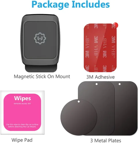 Vista 4 de WixGear - Soporte magnético para teléfono para automóvil, soporte magnético universal para tablero, para teléfonos celulares y mini tabletas