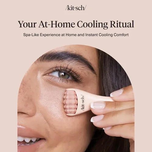 Vista 8 de Kitsch Mini rodillo facial y rodillo facial de hielo para el cuidado de la piel, rodillos faciales de acero inoxidable para reducir la hinchazón