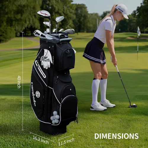 Vista 8 de Silent - Bolsa de golf para carrito de golf, bolsa de golf moldeada con separadores de longitud completa de 14 vías, bolsa de bolsillo refrigerante