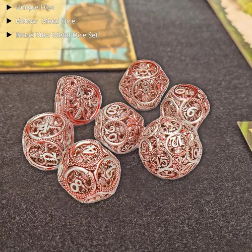 Vista 2 de Dados DND, dados de metal huecos D&D, dados de pulpo con diseño de bola redonda única con caja de regalo para juegos de mazmorras y dragones, 7