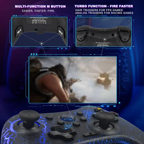 Vista 7 de Koiiko Wireless Game Controller Cracked Gamepad for iOS Android PC NS Switch PS4 PS3 Steam Deck Works with iPhone 151413X, iPad, Samsung, Call of