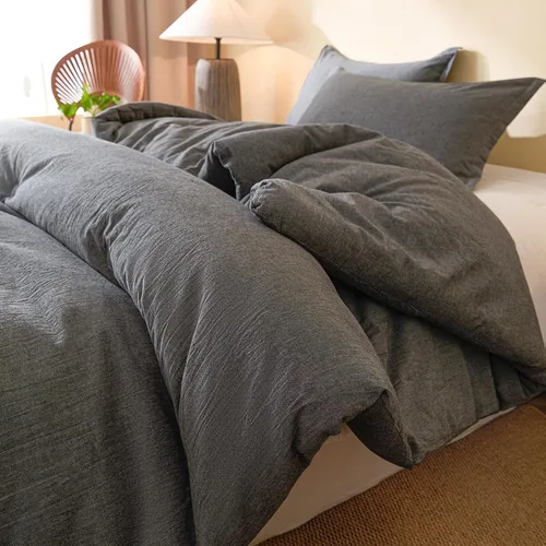 Vista 13 de Juego de edredón 100% algodón tamaño matrimonial, diseño reversible teñido de hilos a cuadros, suave algodón lavado en ambos lados, ropa de cama