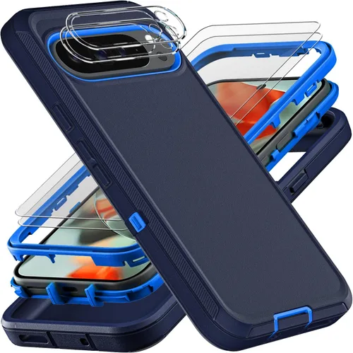 Vista 9 de YKHJKLEC Funda para Google Pixel 10 Pro XL, grado militar 3 en 1, resistente a prueba de golpes, caídas y polvo, con 2 protectores de pantalla