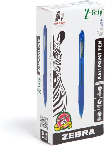 Vista 14 de Zebra Pen Z-Grip - Bolígrafo retráctil de punta media, 3/64 pulgadas, tinta negra, 12