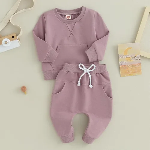 Vista 9 de Mubineo Conjunto de sudadera de manga larga para bebé niño y niña, para otoño e invierno