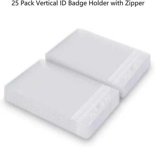Vista 6 de Soporte vertical de plástico transparente para tarjetas de identificación con nombre, resistente al agua, con cierre resellable, de PVC