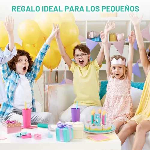 Vista 7 de Juguetes para cortar pasteles de cumpleaños, juego de comida de madera para niños pequeños, juguetes de cocina para niños y niñas