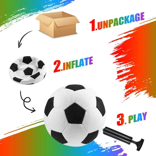 Vista 6 de Libima 2 pelotas de fútbol suaves de Navidad para interiores con bomba de 8 pulgadas, tamaño oficial 4, pelota de fútbol deportiva de fieltro