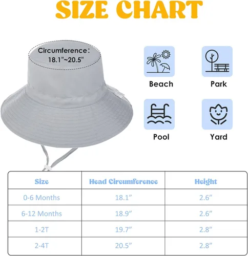 Vista 5 de Zando Toddler Sun Hat for Baby Sun Hats UPF 50+ Adjustable Baby Sun Protection Bucket Hat Toddler Bucket Hats for Boys Girls