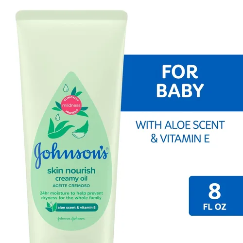 Vista 12 de JOHNSON'S - Aceite cremoso de aloe y vitamina E para bebés, 8 fl oz.
