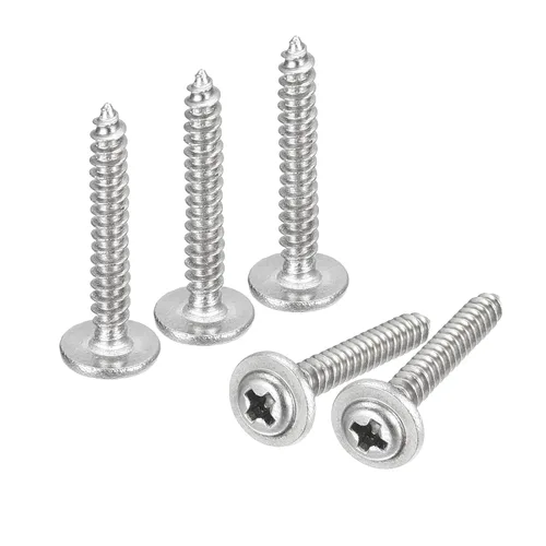 Vista 38 de uxcell ST3x6mm Phillips Pan Head Tornillo Autorroscante con Arandela, 100 piezas - Tornillo de madera de acero inoxidable 304 rosca completa (plata)