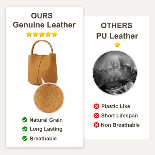 Vista 6 de Bolsos de cubo para mujer, bolsos cruzados de cuero auténtico, carteras con asa superior y correa ajustable