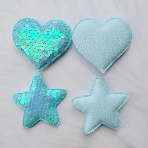 Vista 5 de Xeahung 10 parches de corazón y estrella, parches de estrellas rosas para coser, parches de corazón con purpurina para ropa, vestido, sombrero
